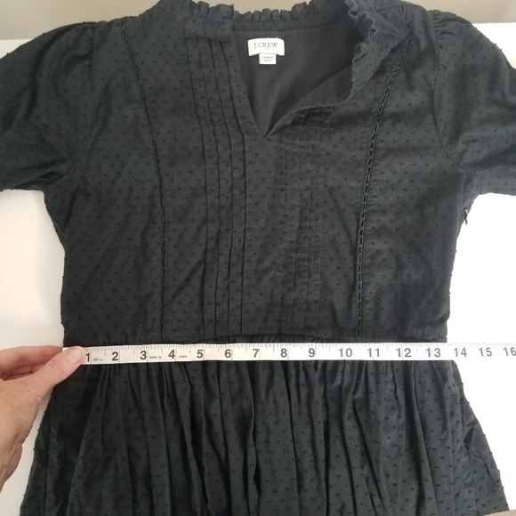 J. Crew Black Pintuck Midi Dress Clipdot Long Sleeve Ruffles Size XXS Pockets - Picture 14 of 16